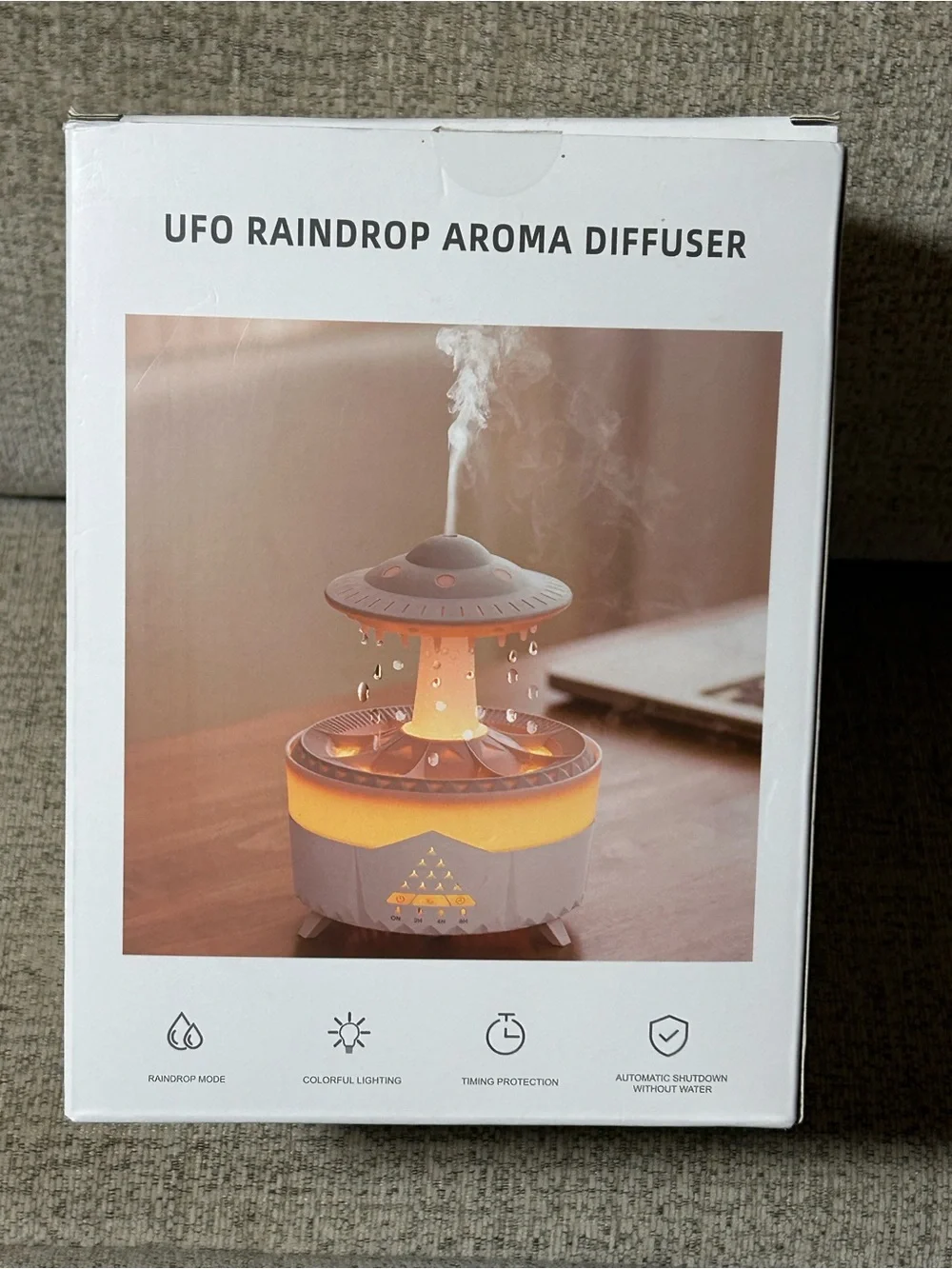 UFO Raindrop Aroma Diffuser lights up multicolor LED soothing sounds No Remote